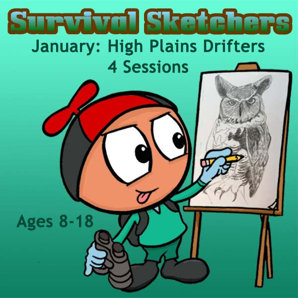 DC Survival Sketchers (Month 05) January  Package (4 Classes-Animal Drawing): High Plains Drifters