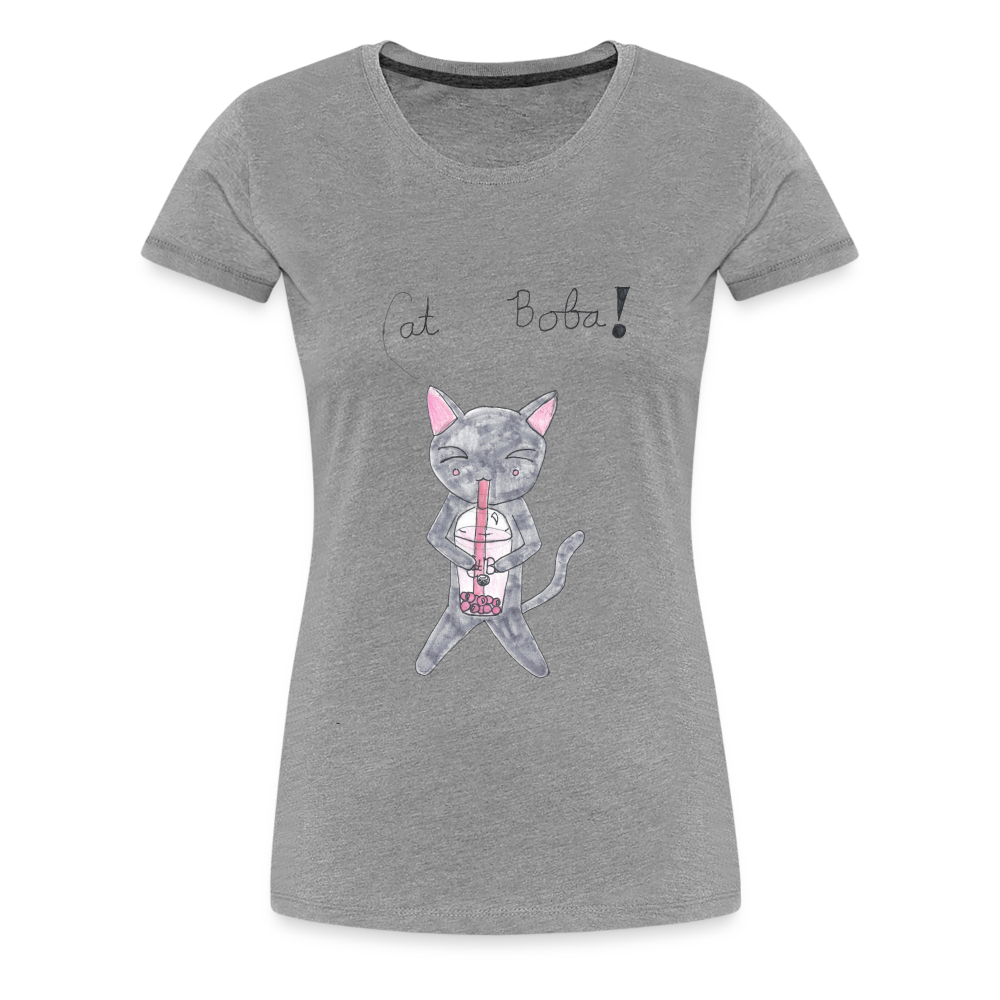 Maria's Cat Boba T-Shirt - heather gray