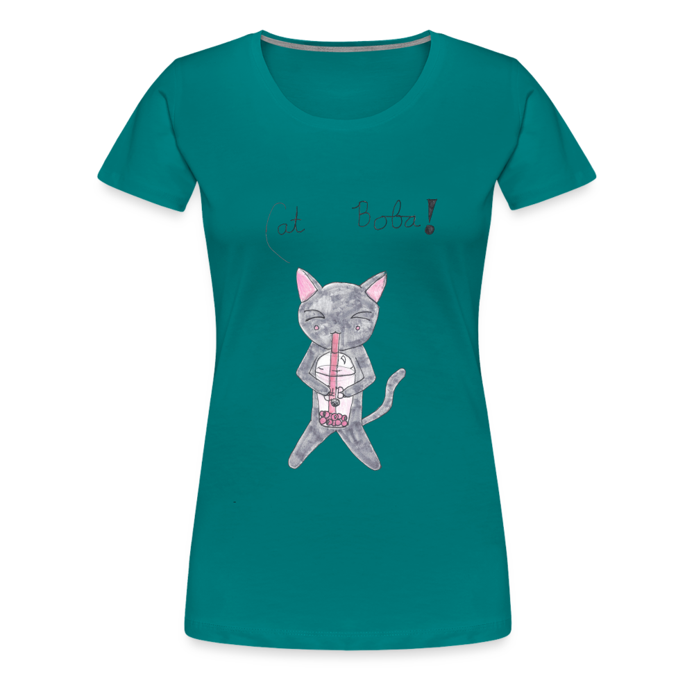Maria's Cat Boba T-Shirt - teal