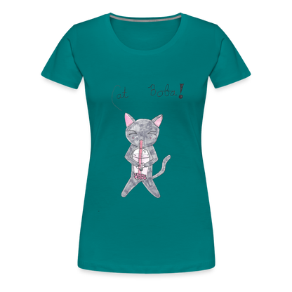 Maria's Cat Boba T-Shirt - teal