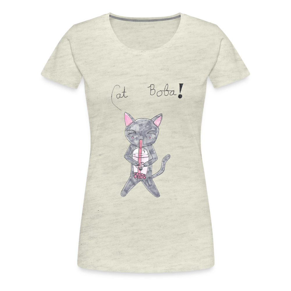 Maria's Cat Boba T-Shirt - heather oatmeal