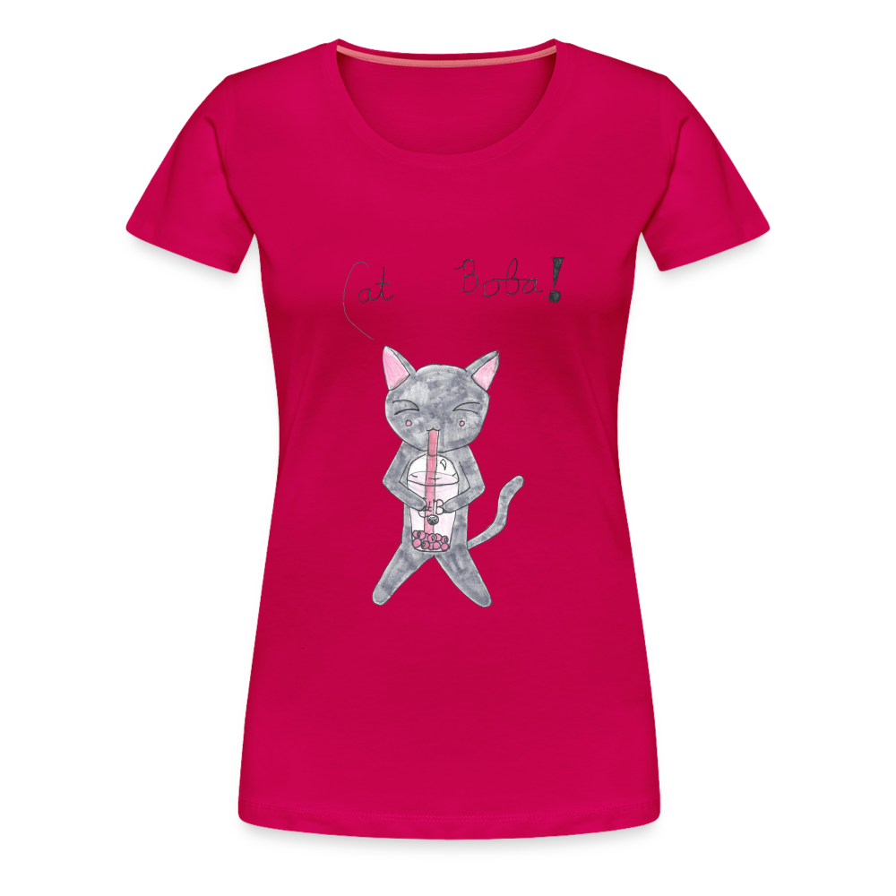 Maria's Cat Boba T-Shirt - dark pink