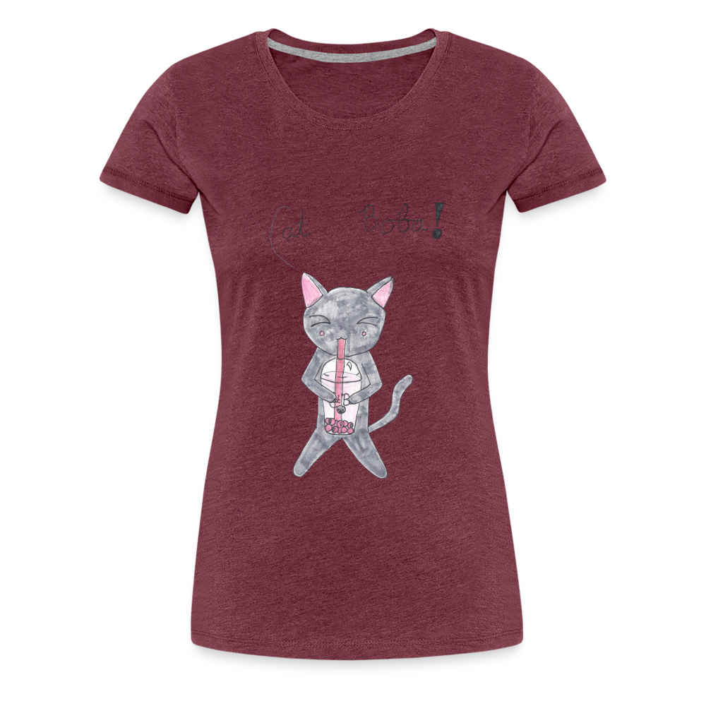 Maria's Cat Boba T-Shirt - heather burgundy