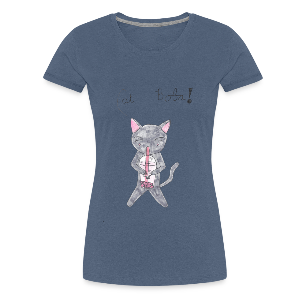 Maria's Cat Boba T-Shirt - heather blue