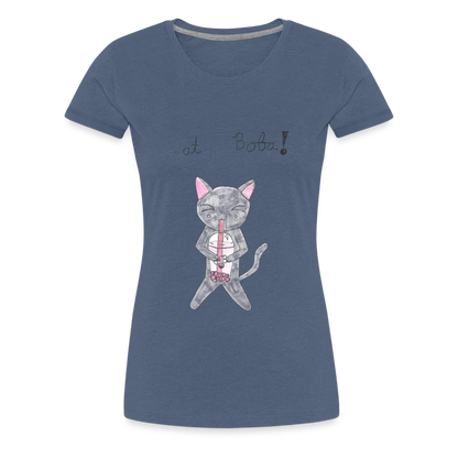 Maria's Cat Boba T-Shirt - heather blue