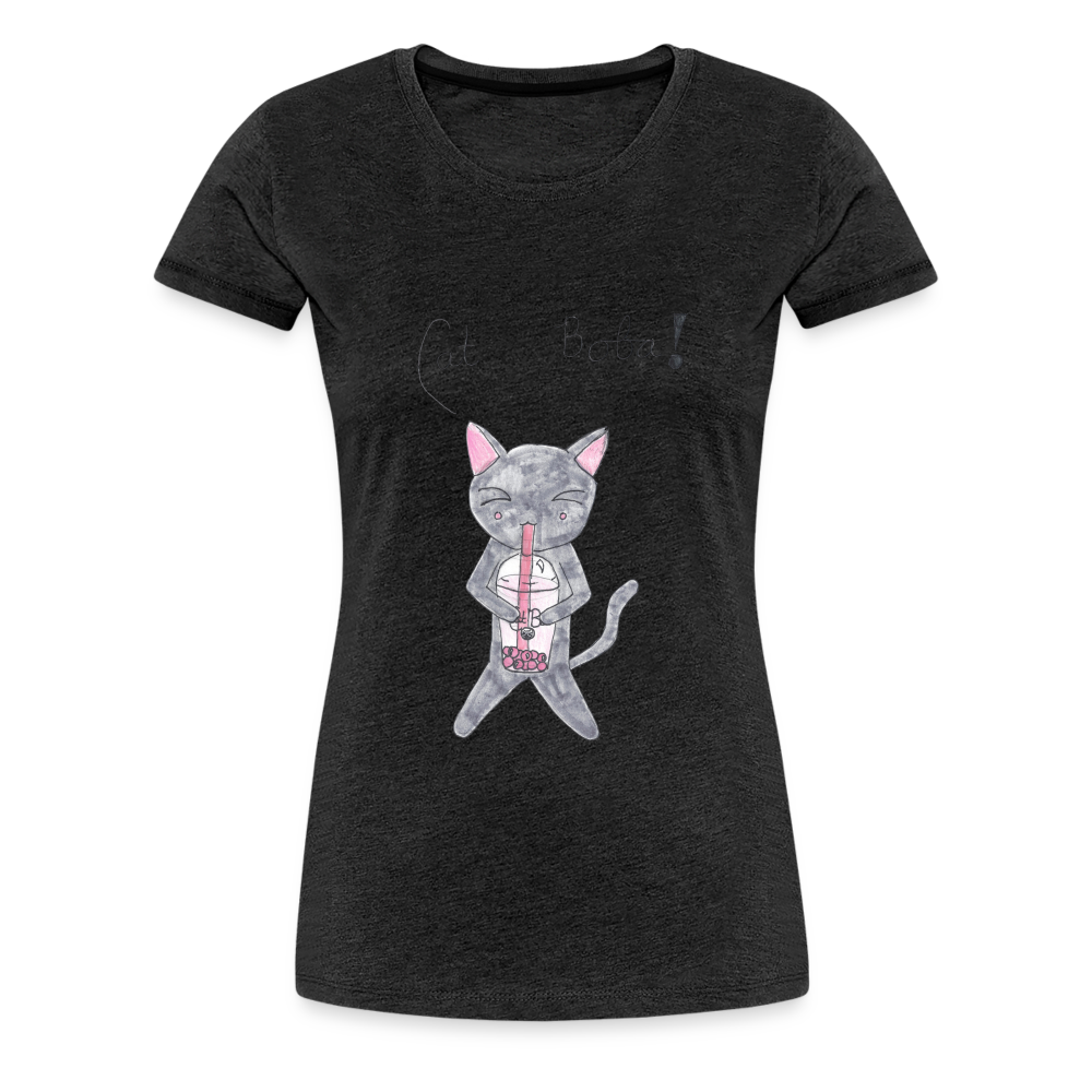 Maria's Cat Boba T-Shirt - charcoal grey