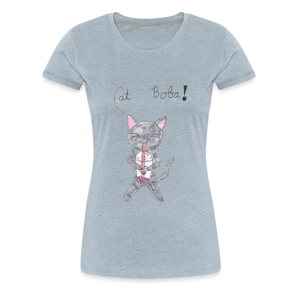 Maria's Cat Boba T-Shirt - heather ice blue