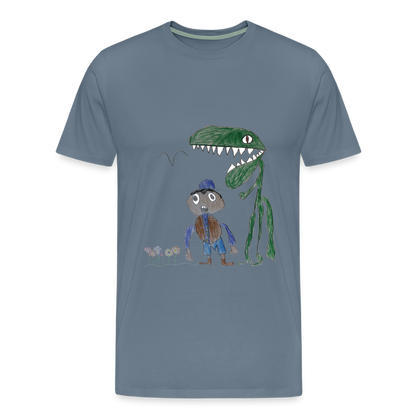 Elijah's Dino Dinner T-Shirt - steel blue
