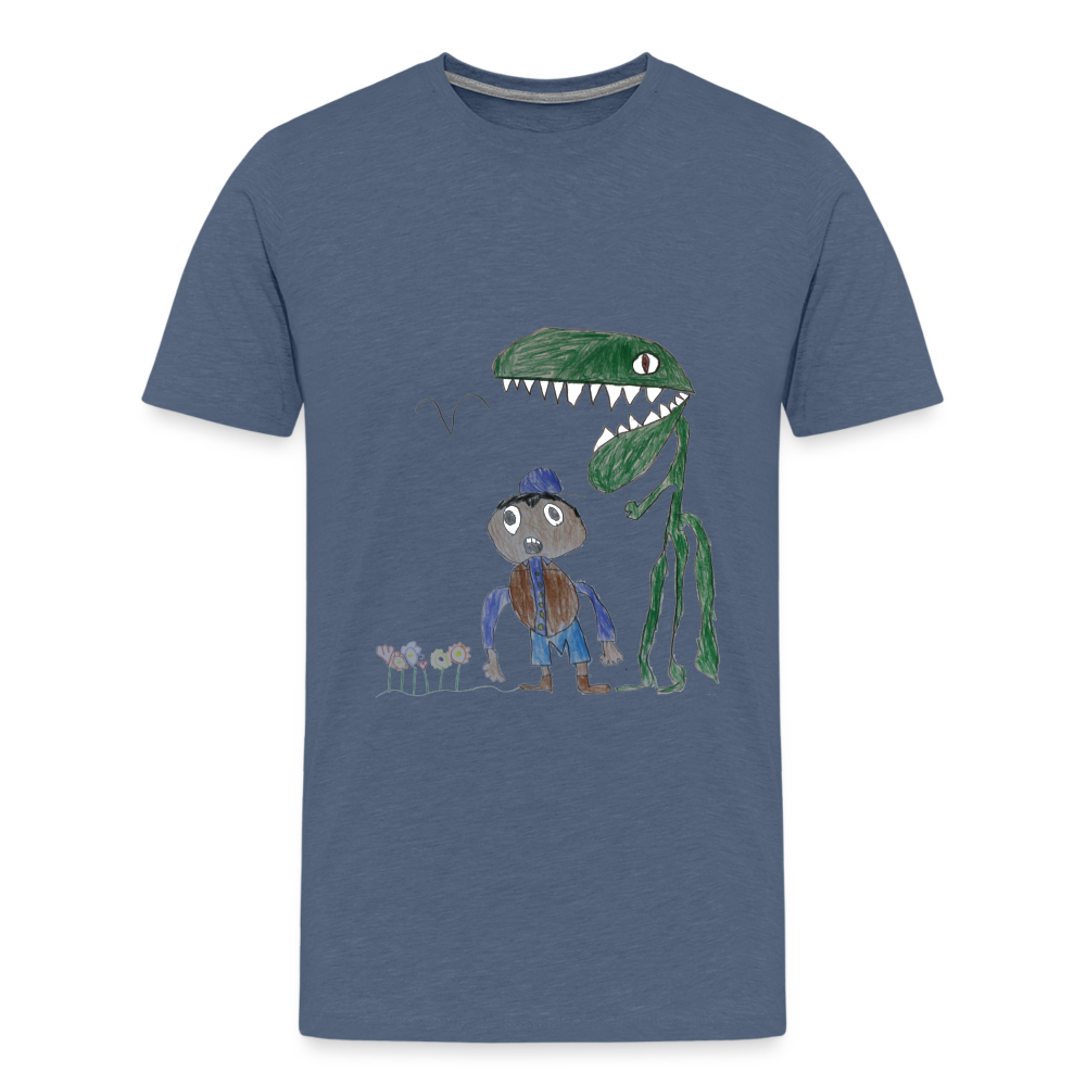 Elijah's Dino Dinner T-Shirt - heather blue