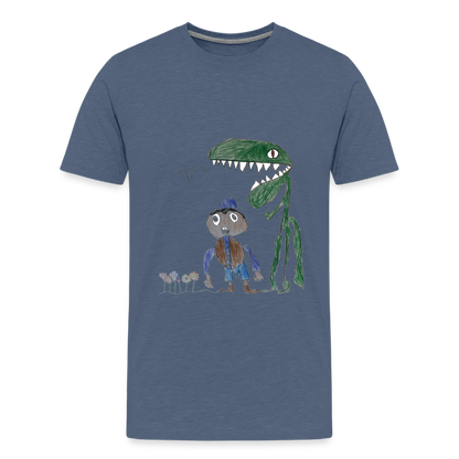 Elijah's Dino Dinner T-Shirt - heather blue