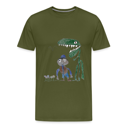 Elijah's Dino Dinner T-Shirt - olive green