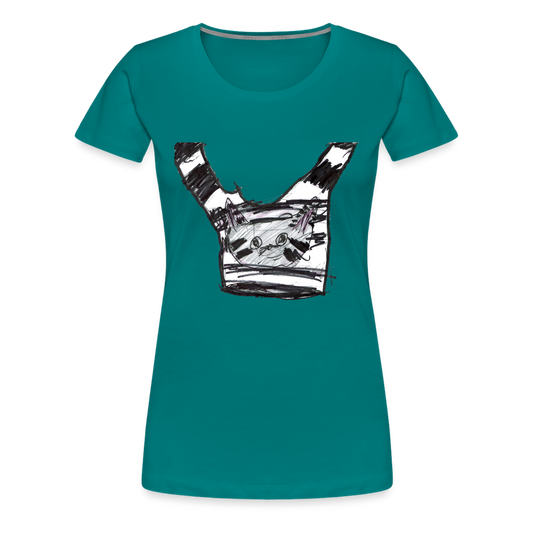 Claudia's Cat on T-Shirt on a T-Shirt - teal