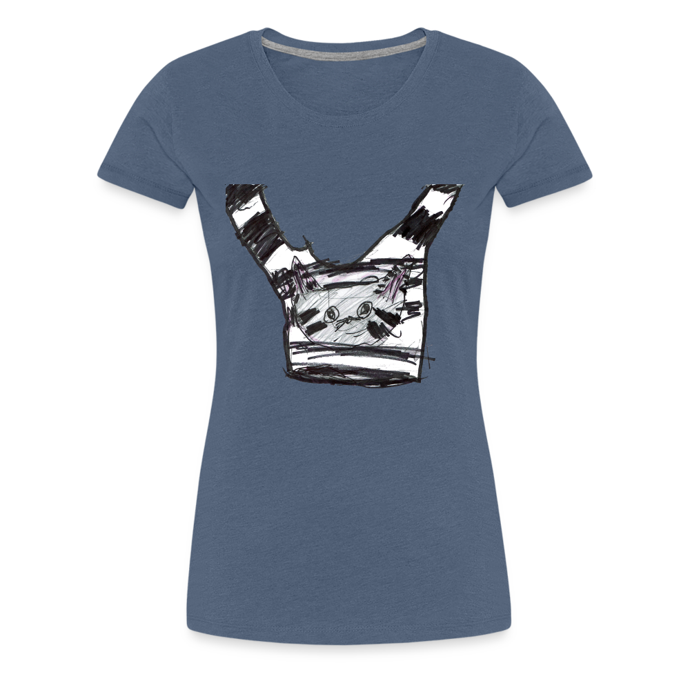 Claudia's Cat on T-Shirt on a T-Shirt - heather blue