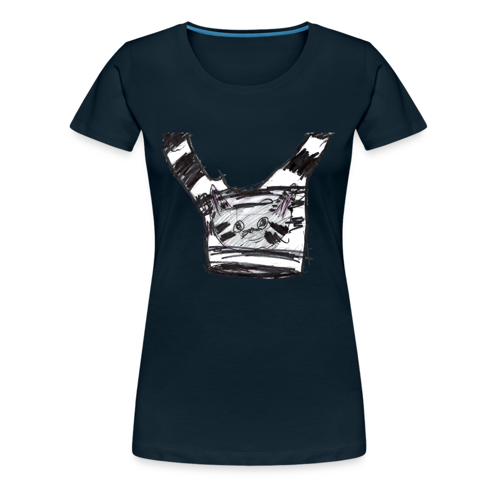 Claudia's Cat on T-Shirt on a T-Shirt - deep navy