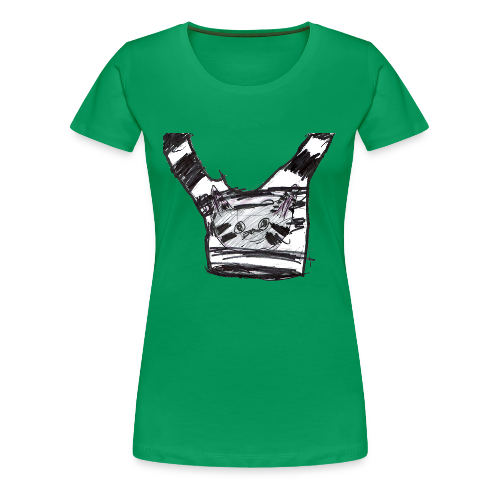 Claudia's Cat on T-Shirt on a T-Shirt - kelly green