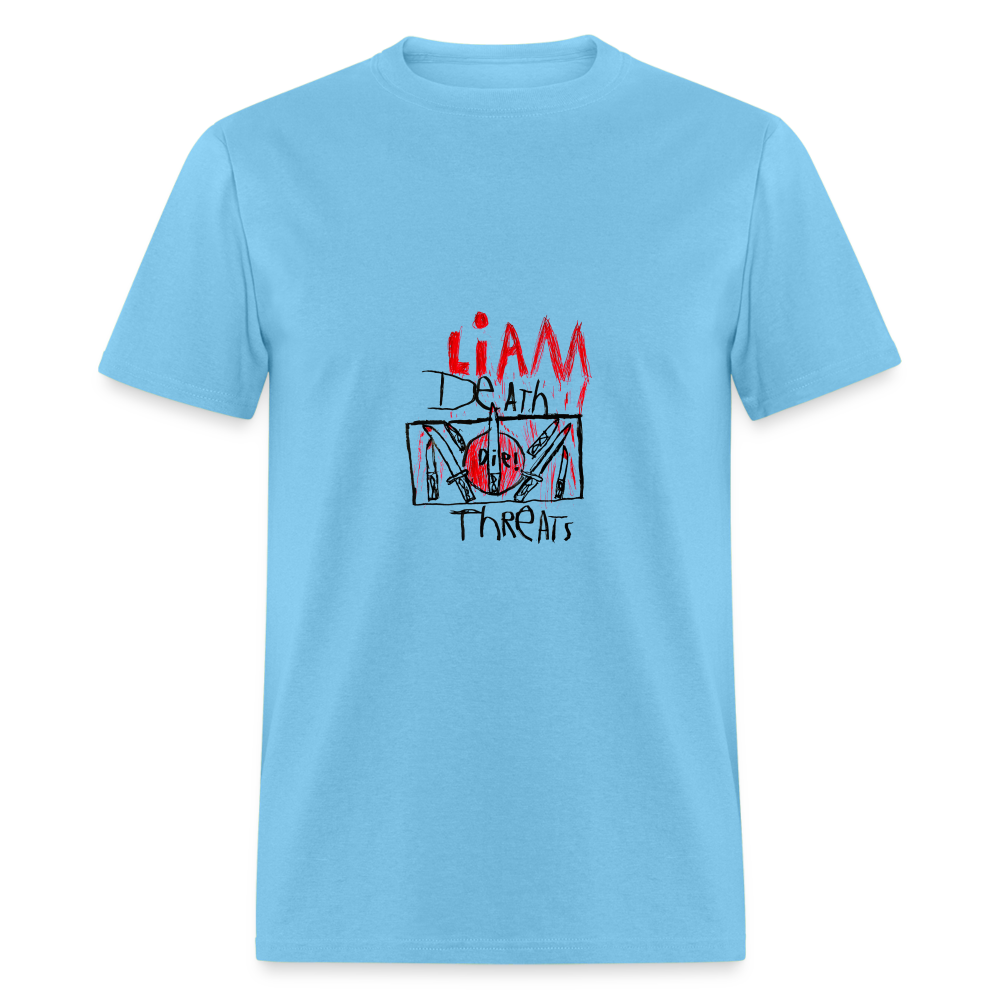 Liam's Death Threats T-Shirt - aquatic blue