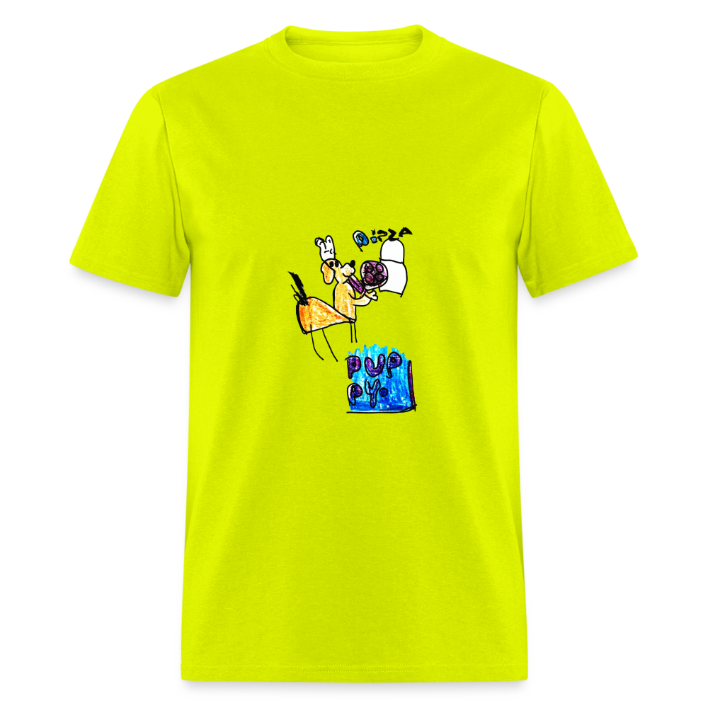 Evelyn's Pizza Puppy T-Shirt - safety green