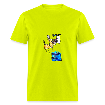 Evelyn's Pizza Puppy T-Shirt - safety green