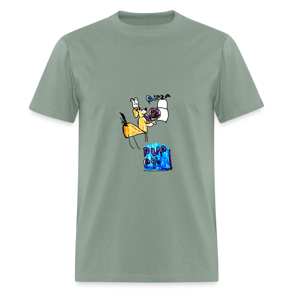 Evelyn's Pizza Puppy T-Shirt - sage