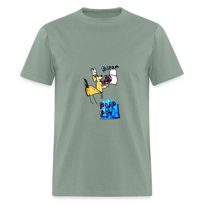 Evelyn's Pizza Puppy T-Shirt - sage