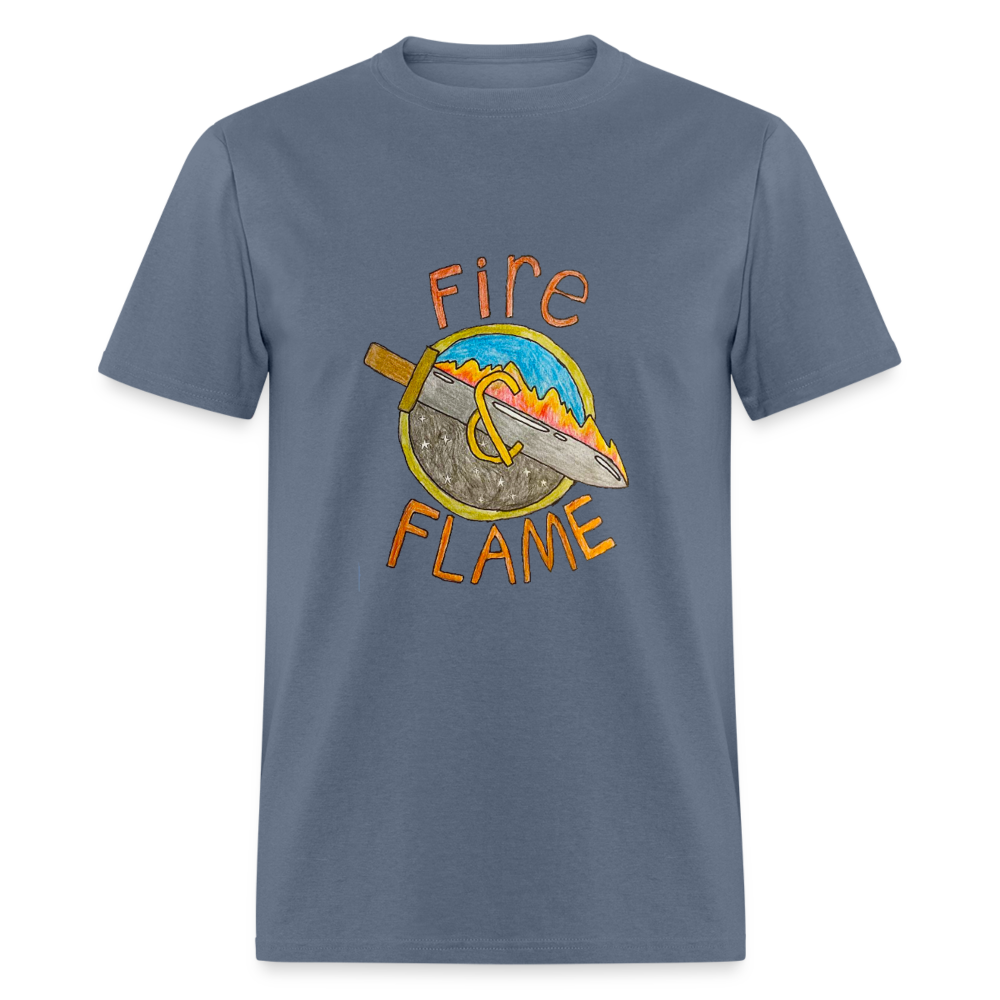 Isaac's Fire and Flame T-Shirt - denim