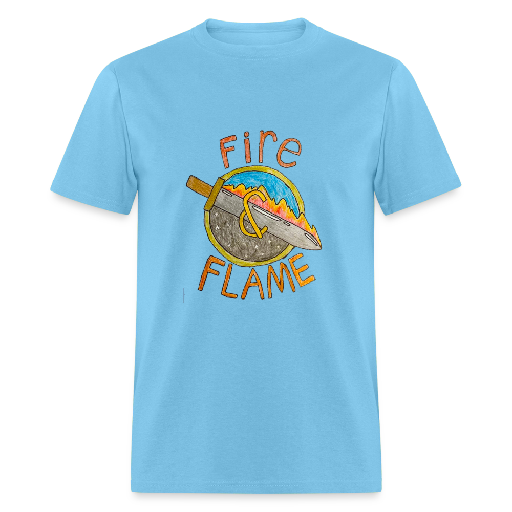 Isaac's Fire and Flame T-Shirt - aquatic blue