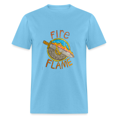 Isaac's Fire and Flame T-Shirt - aquatic blue