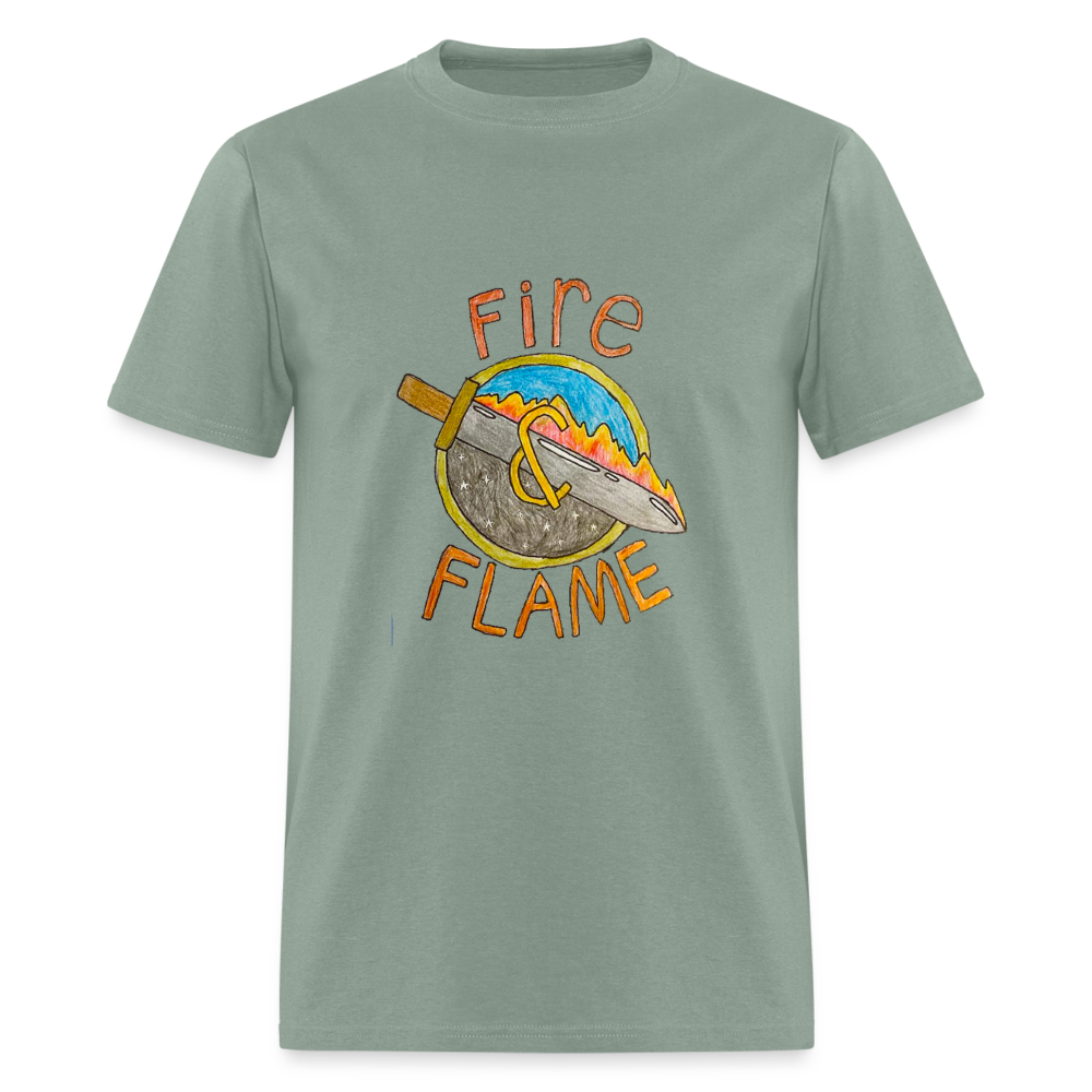 Isaac's Fire and Flame T-Shirt - sage