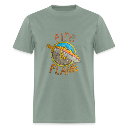 Isaac's Fire and Flame T-Shirt - sage