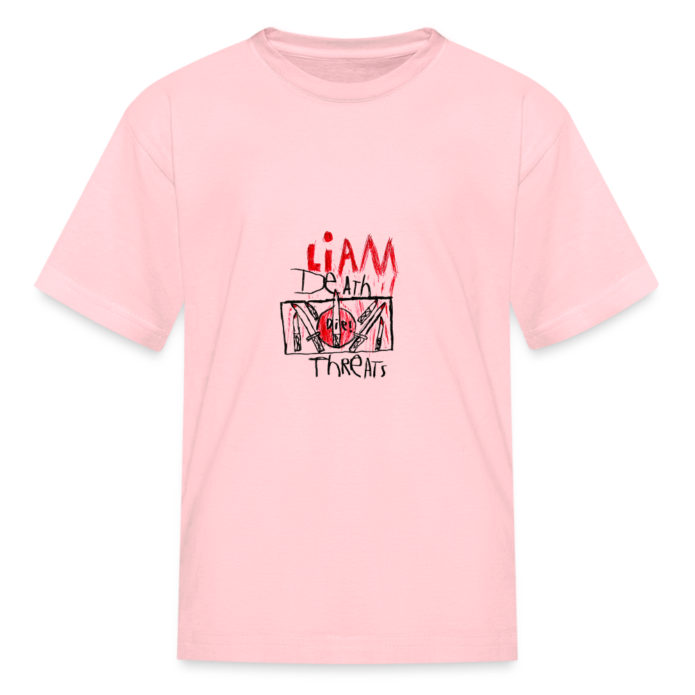 Liam's Death Threats T-Shirt (Kid's Sizes) - pink